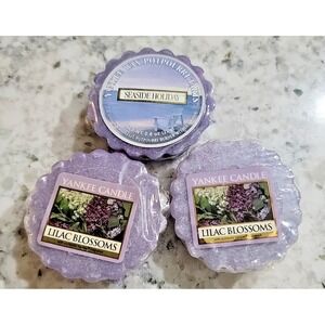 Yankee Candle 2 LILAC BLOSSOMS/1 Seaside Holiday Wax Melt Tarts 0.8 oz  LOT of 3